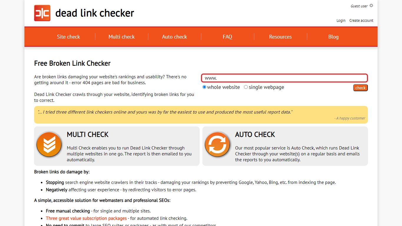 Free Broken Link Checking Tool - Dead Link Checker